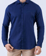 Crocodile Men Linen Plain Slim Fit Shirt - Dark Denim
