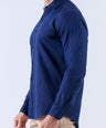 Crocodile Men Linen Plain Slim Fit Shirt - Dark Denim