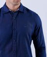 Crocodile Men Linen Plain Slim Fit Shirt - Dark Denim