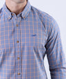 Crocodile Men Casual Checks Slim Fit Shirt - Copper Brown