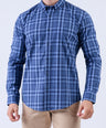 Crocodile Men Casual Checks Slim Fit Shirt - Blue Faience