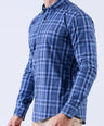 Crocodile Men Casual Checks Slim Fit Shirt - Blue Faience
