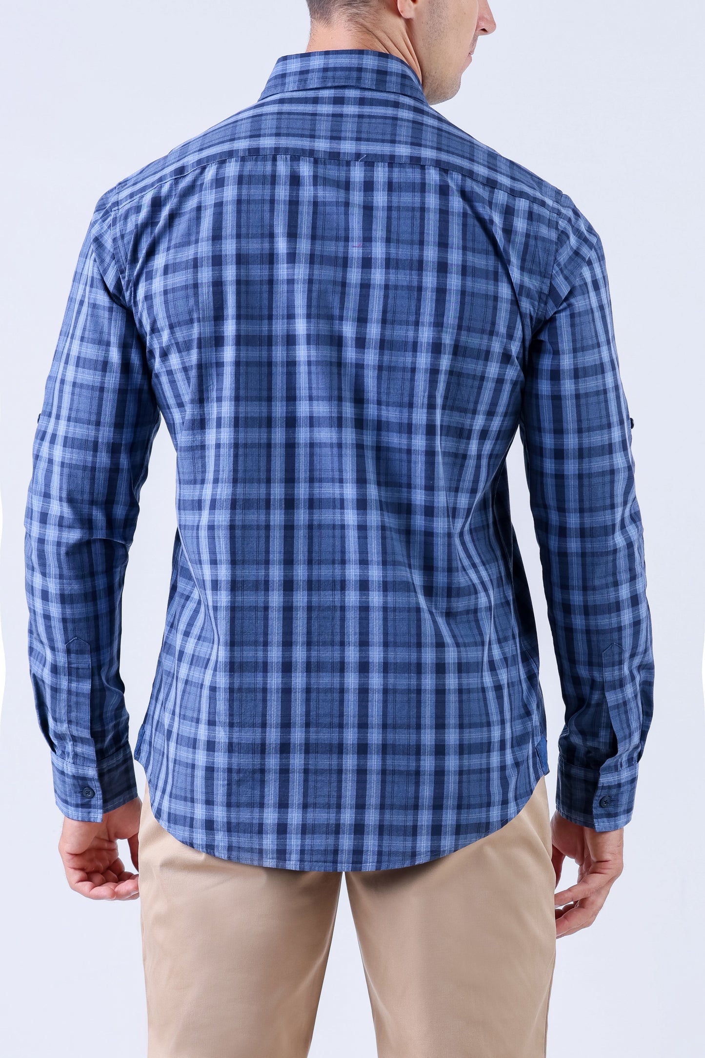 Crocodile Men Casual Checks Slim Fit Shirt - Blue Faience