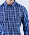 Crocodile Men Casual Checks Slim Fit Shirt - Blue Faience