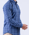 Crocodile Men Casual Checks Slim Fit Shirt - Blue Faience