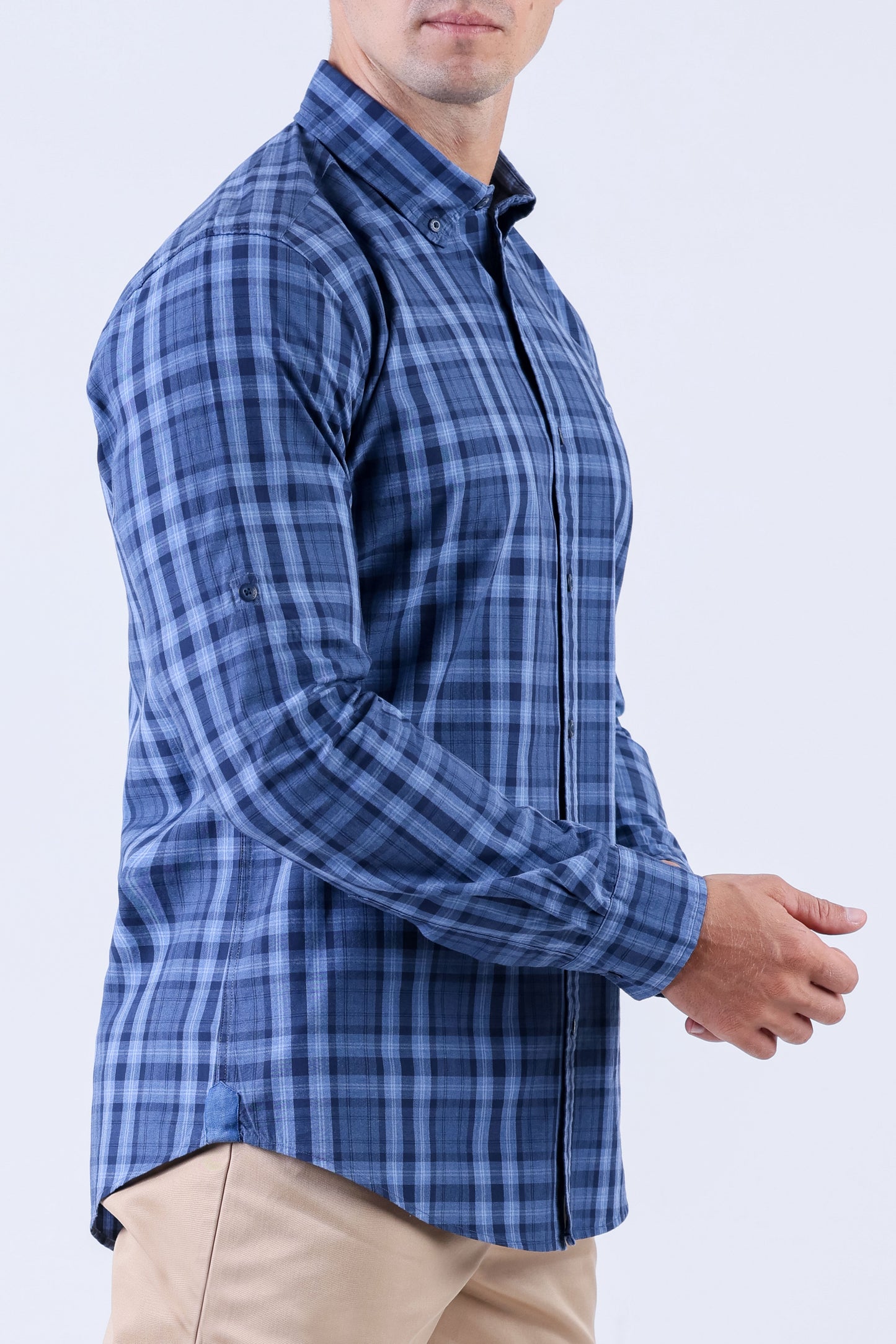 Crocodile Men Casual Checks Slim Fit Shirt - Blue Faience