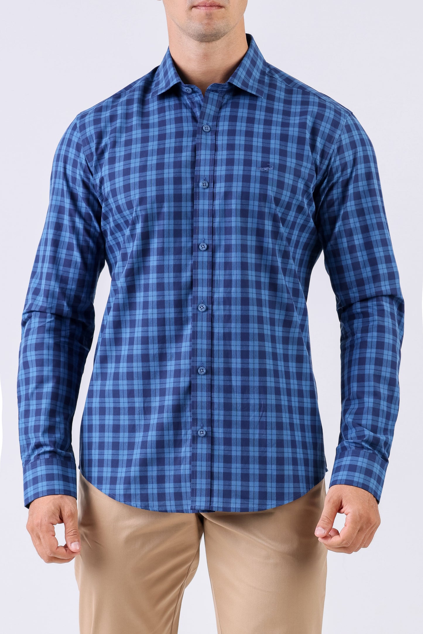 Crocodile Men Casual Checks Slim Fit Shirt - Royal