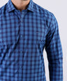 Crocodile Men Casual Checks Slim Fit Shirt - Royal
