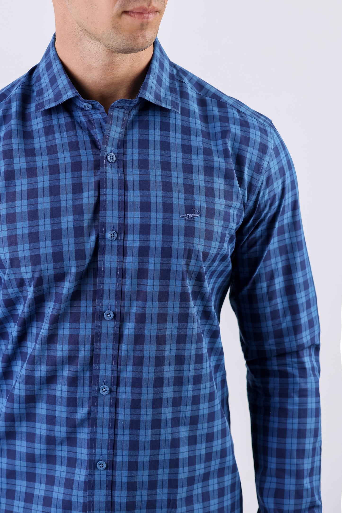 Crocodile Men Casual Checks Slim Fit Shirt - Royal