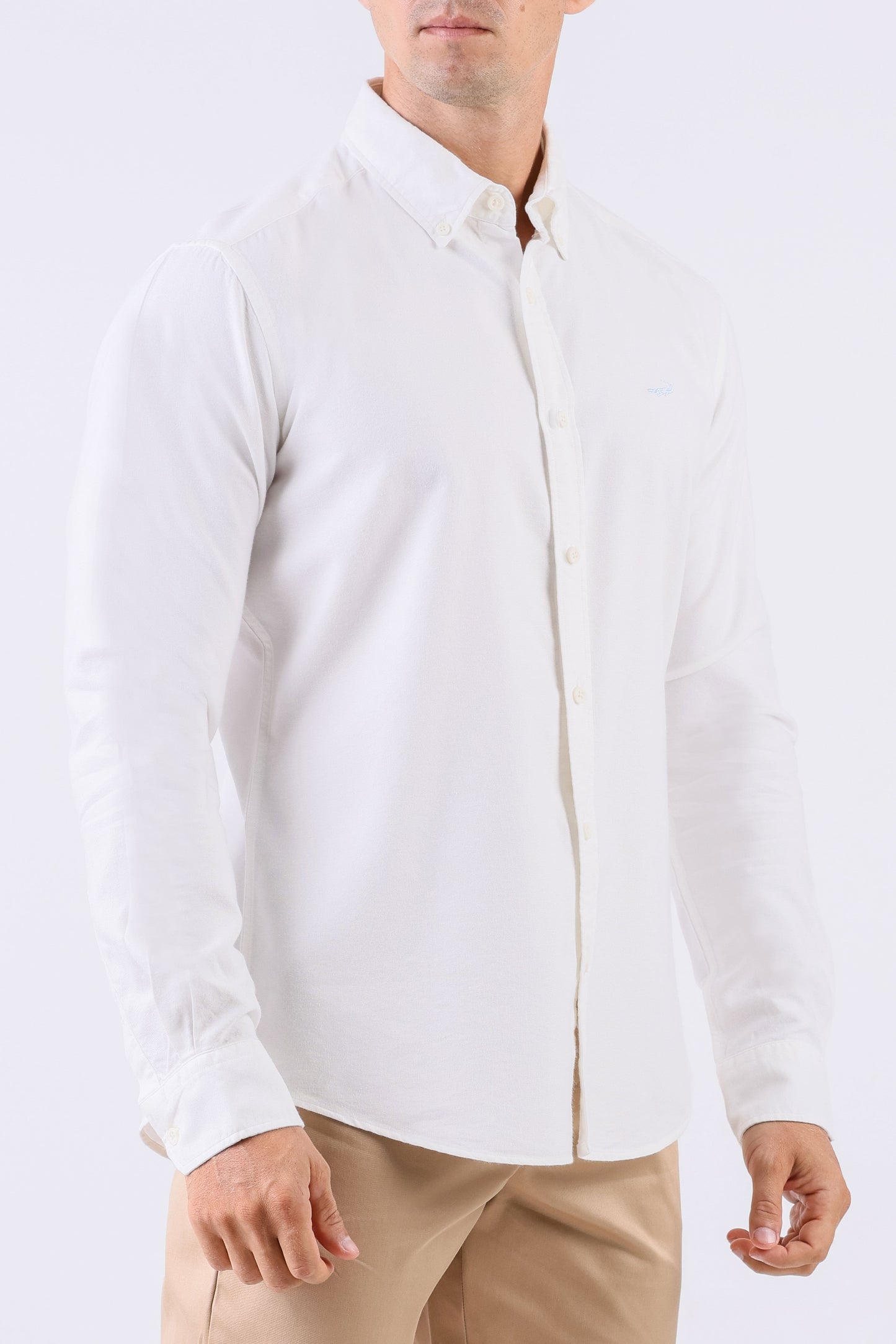 Crocodile Men Casual Dobby Slim Fit Shirt - White