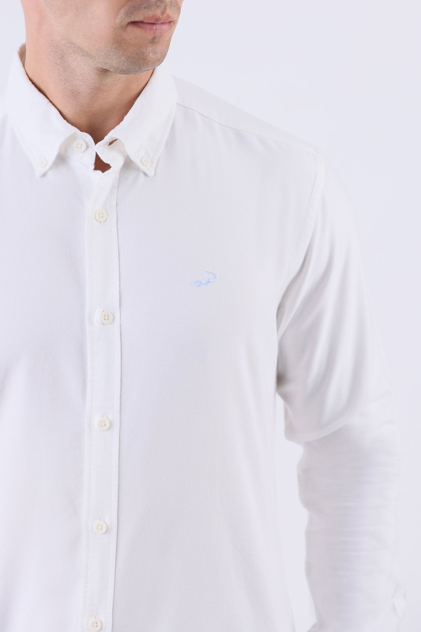 Crocodile Men Casual Dobby Slim Fit Shirt - White