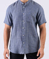 Crocodile Men Checks Leisure Fit Linen Shirt - True Navy