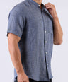 Crocodile Men Checks Leisure Fit Linen Shirt - True Navy