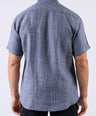 Crocodile Men Checks Leisure Fit Linen Shirt - True Navy