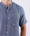 Crocodile Men Checks Leisure Fit Linen Shirt - True Navy