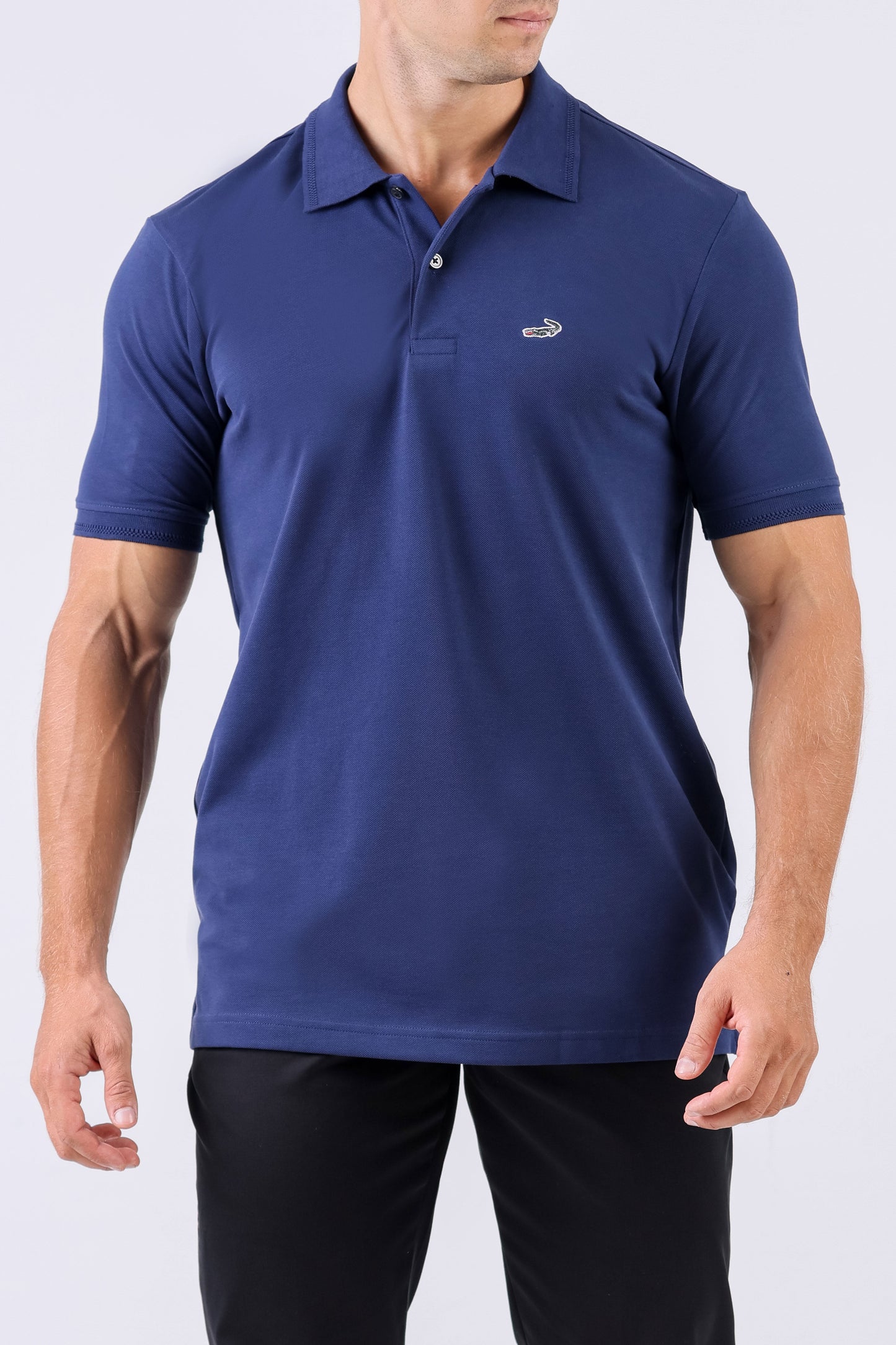 Crocodile Supima Polo Pique Solid Regular Fit - Dark Denim