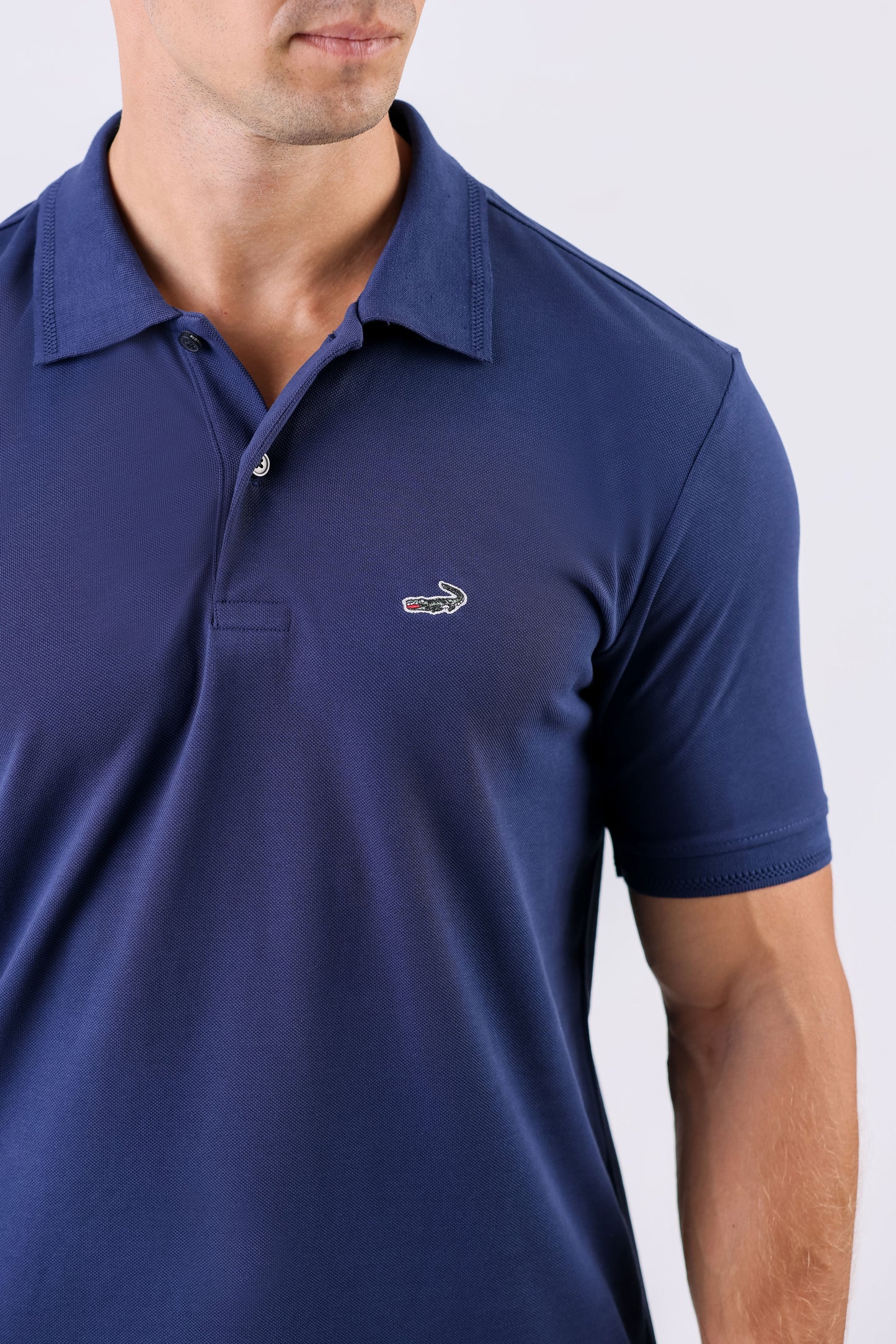 Crocodile Supima Polo Pique Solid Regular Fit - Dark Denim