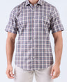 Crocodile Men Casual Checks Slim Fit Shirt - Tobacco Brown