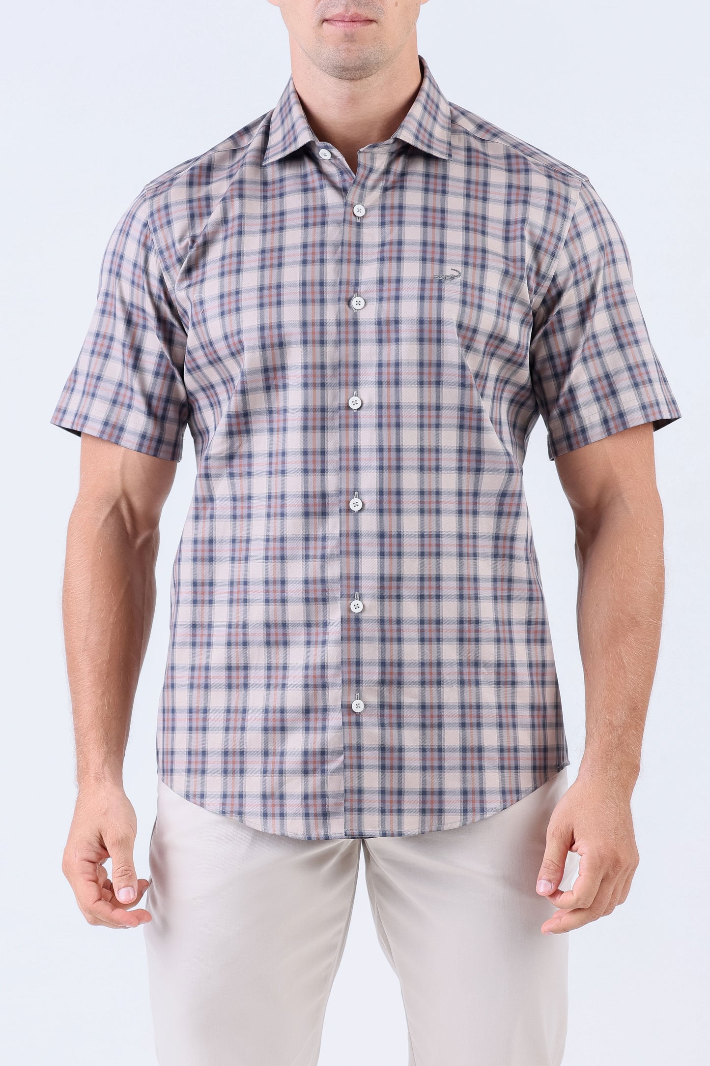 Crocodile Men Casual Checks Slim Fit Shirt - Tobacco Brown