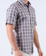 Crocodile Men Casual Checks Slim Fit Shirt - Tobacco Brown