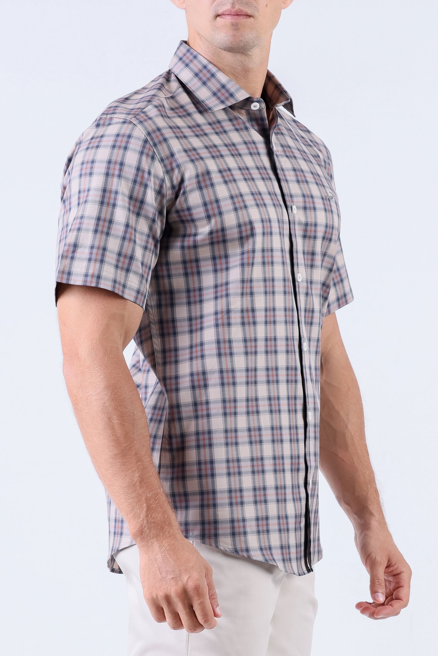 Crocodile Men Casual Checks Slim Fit Shirt - Tobacco Brown