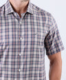 Crocodile Men Casual Checks Slim Fit Shirt - Tobacco Brown