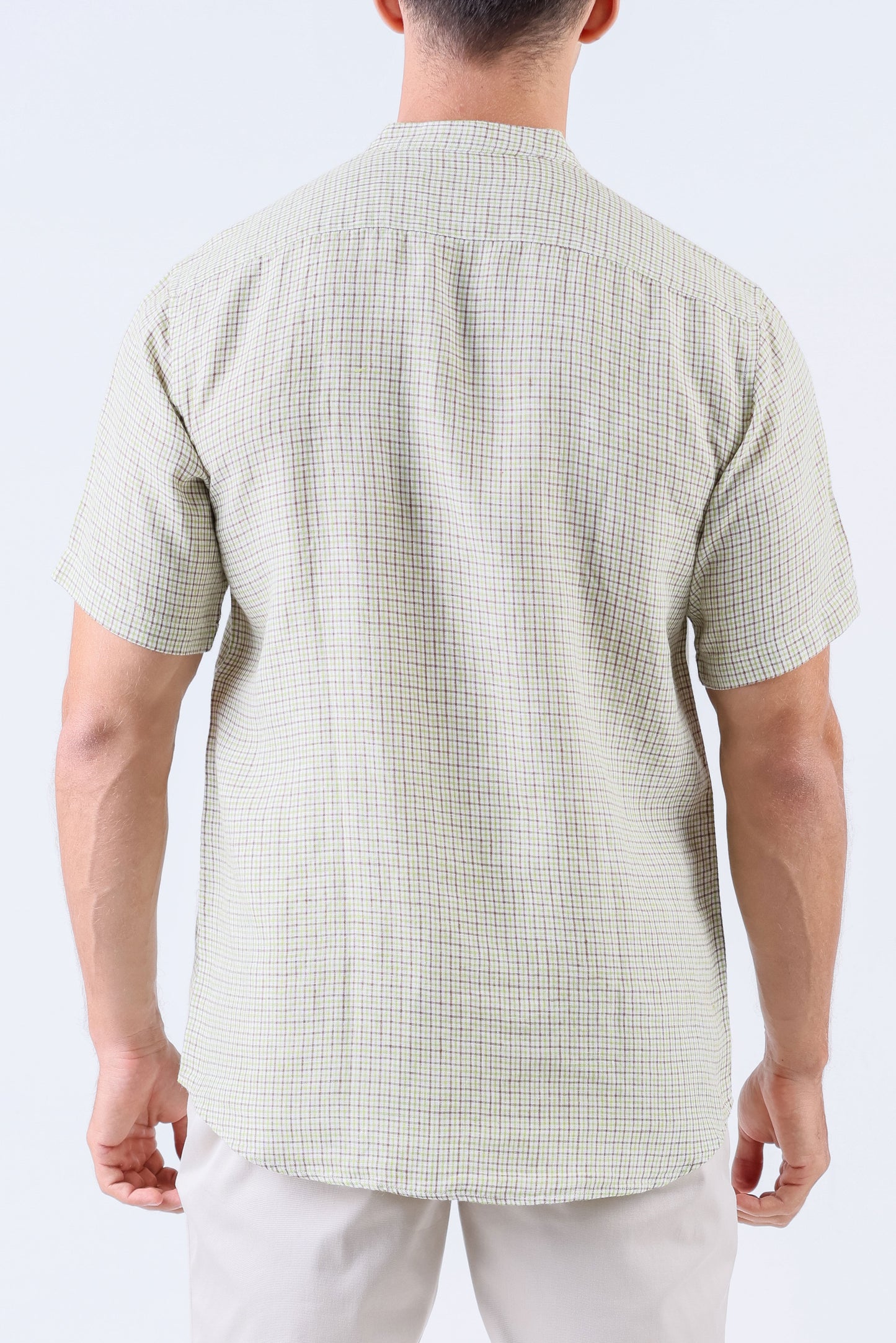 Crocodile Men Checks Leisure Fit Linen Shirt - Green Jadesheen