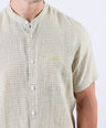 Crocodile Men Checks Leisure Fit Linen Shirt - Green Jadesheen