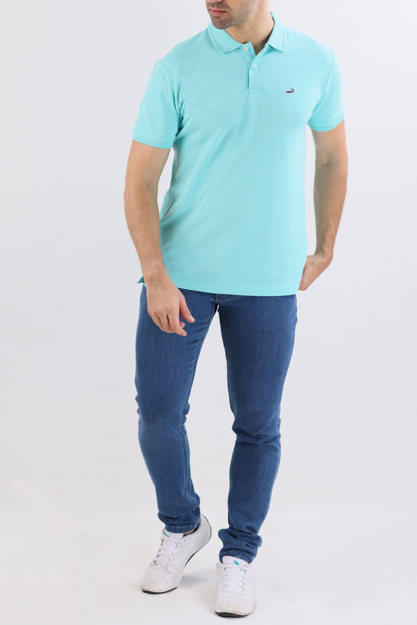 Crocodile Slim Fit Pima Cotton Blue - Soothing Sea