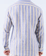 Crocodile Men Stripe Regular Fit Linen Shirt - Brown Doeskin