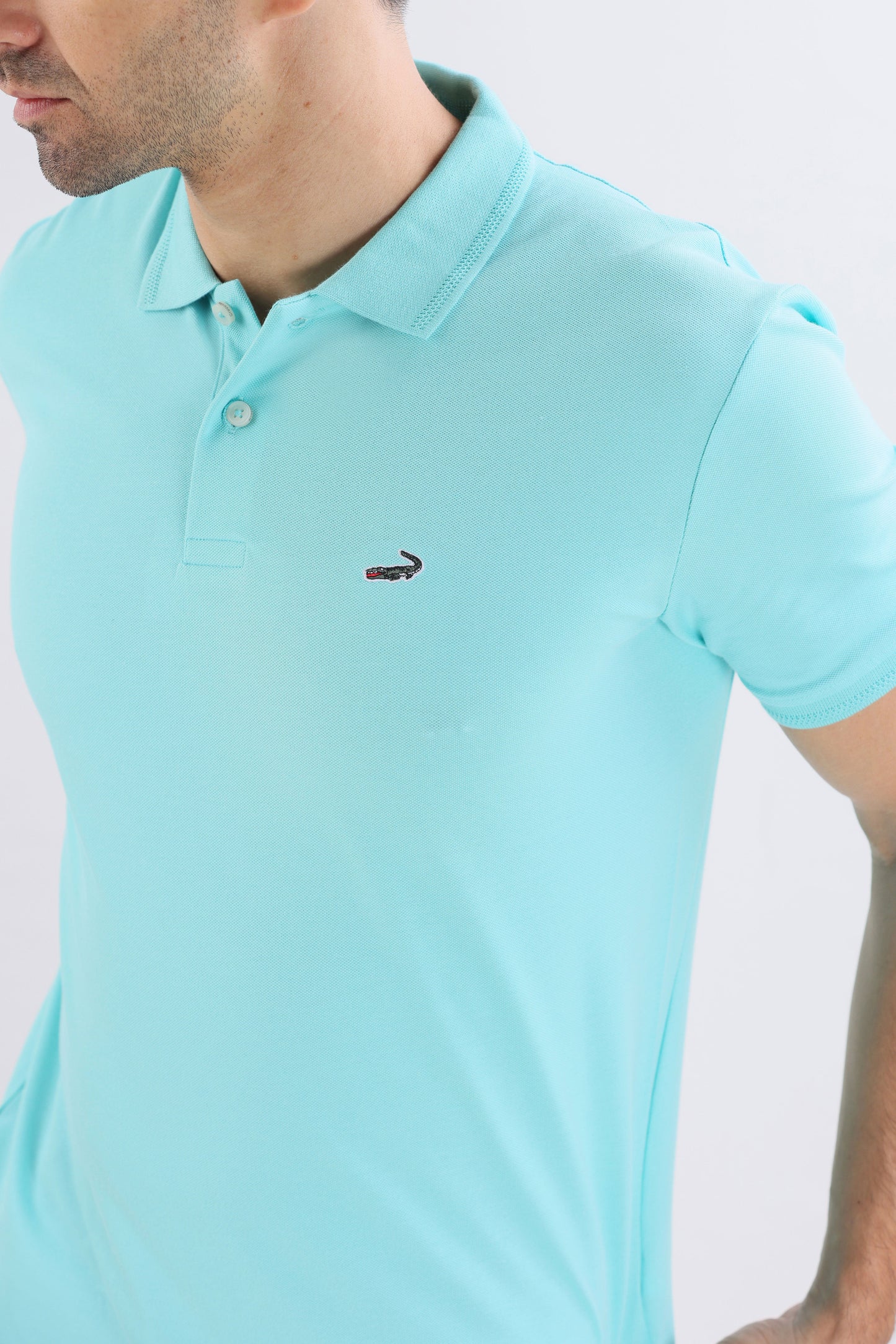 Crocodile Slim Fit Pima Cotton Blue - Soothing Sea