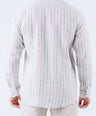 Crocodile Men Stripe Regular Fit Linen Shirt - Brown Sequoia