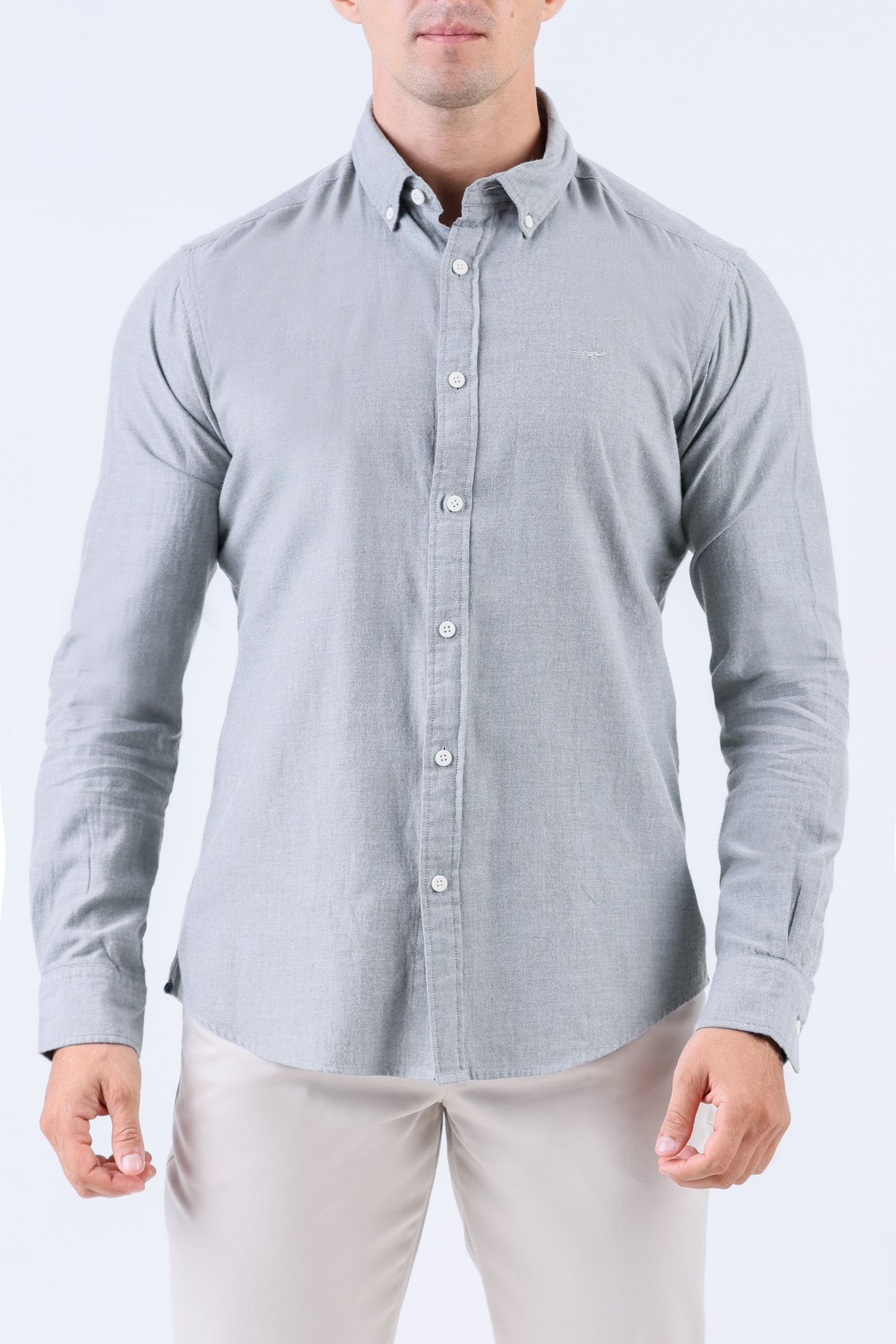 Crocodile Men Casual Plain Slim Fit Shirt - Cloud Burst
