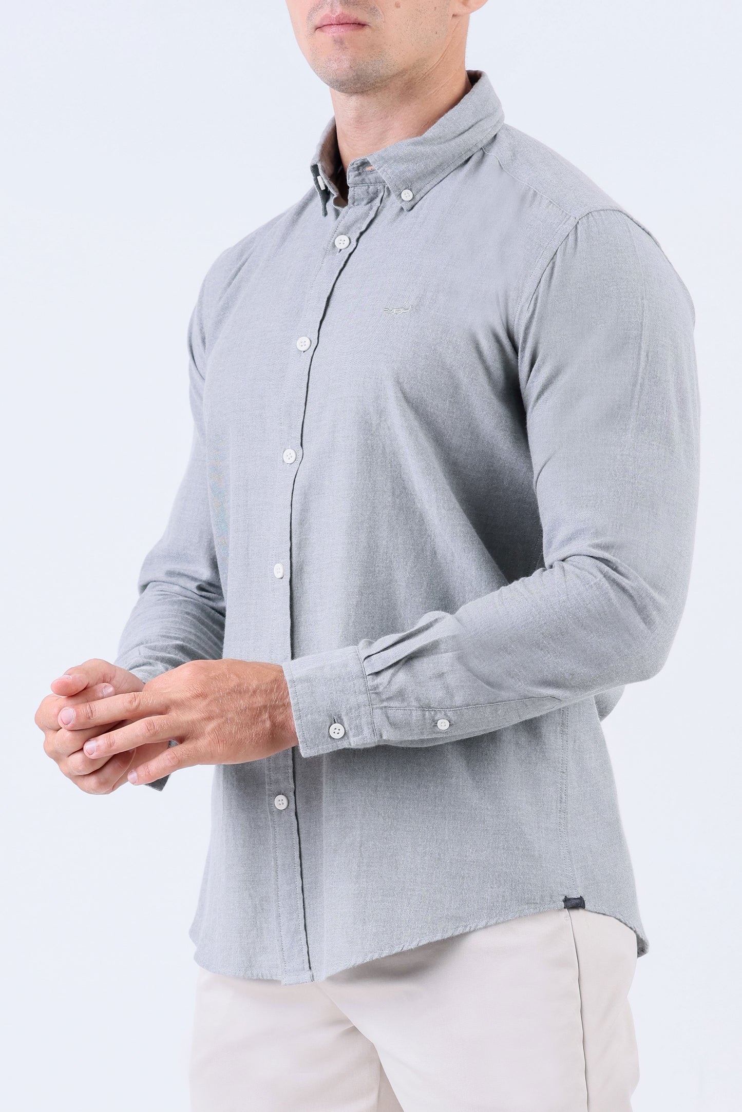 Crocodile Men Casual Plain Slim Fit Shirt - Cloud Burst