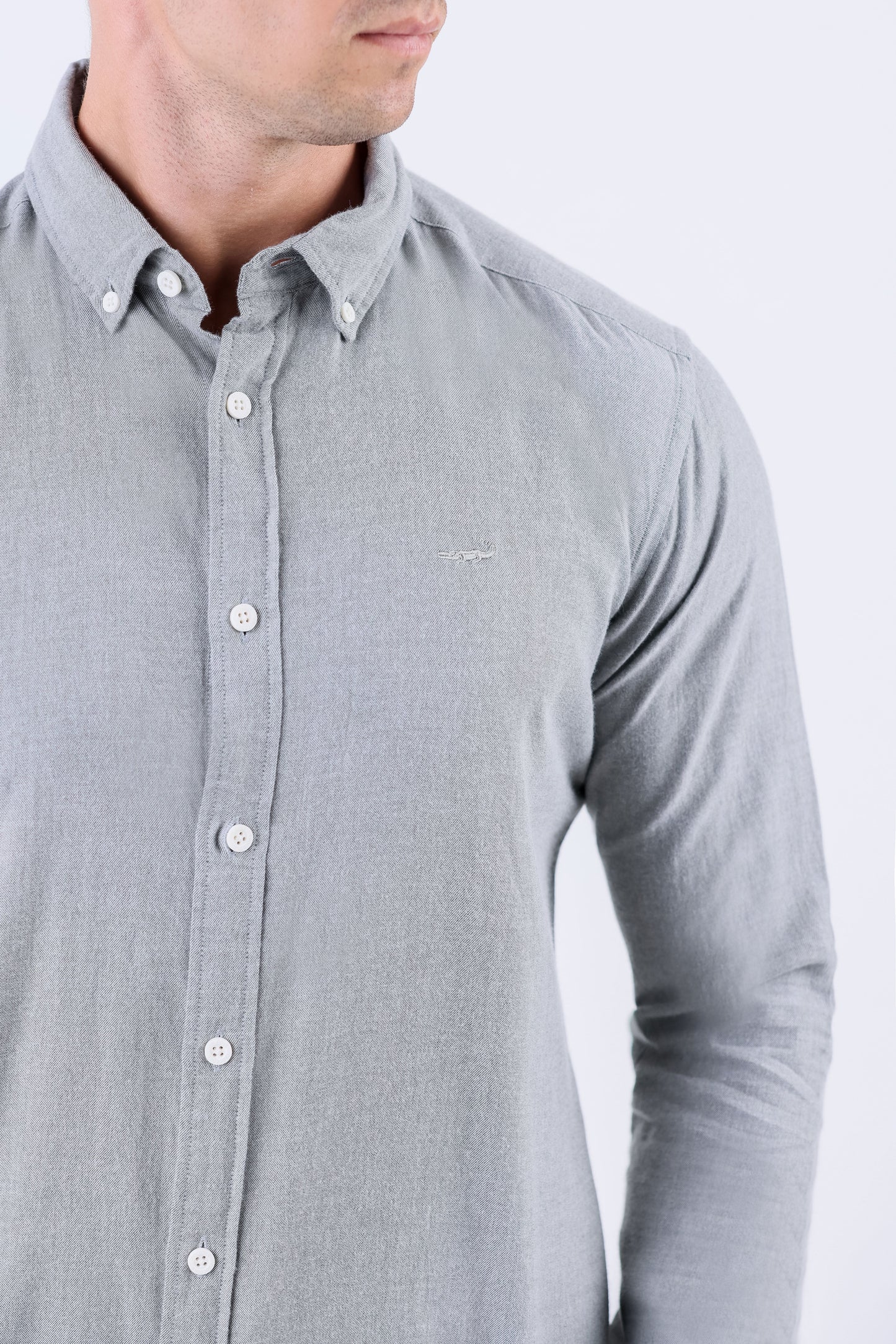Crocodile Men Casual Plain Slim Fit Shirt - Cloud Burst