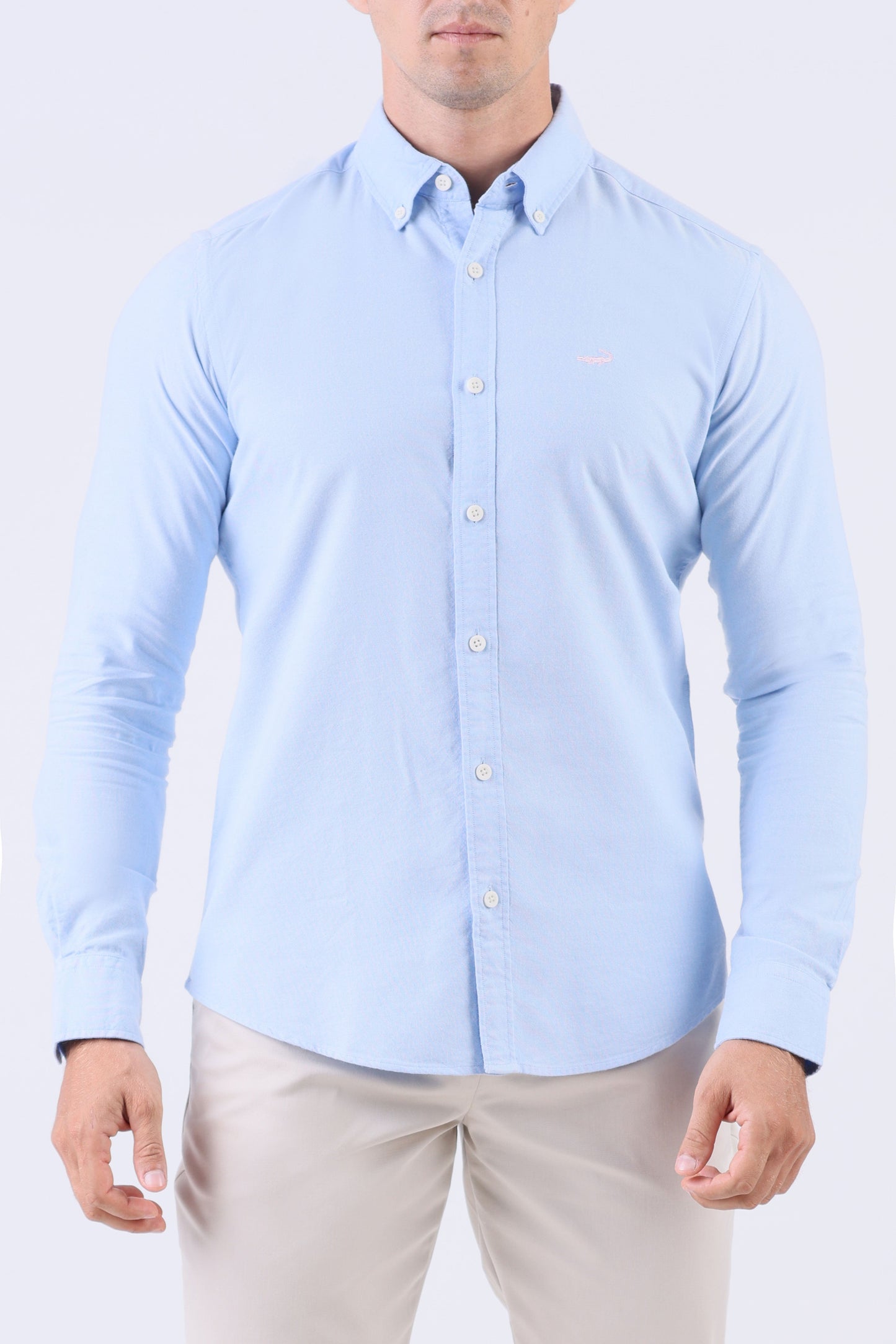 Crocodile Men Casual Dobby Slim Fit Shirt - Cashmere Blue