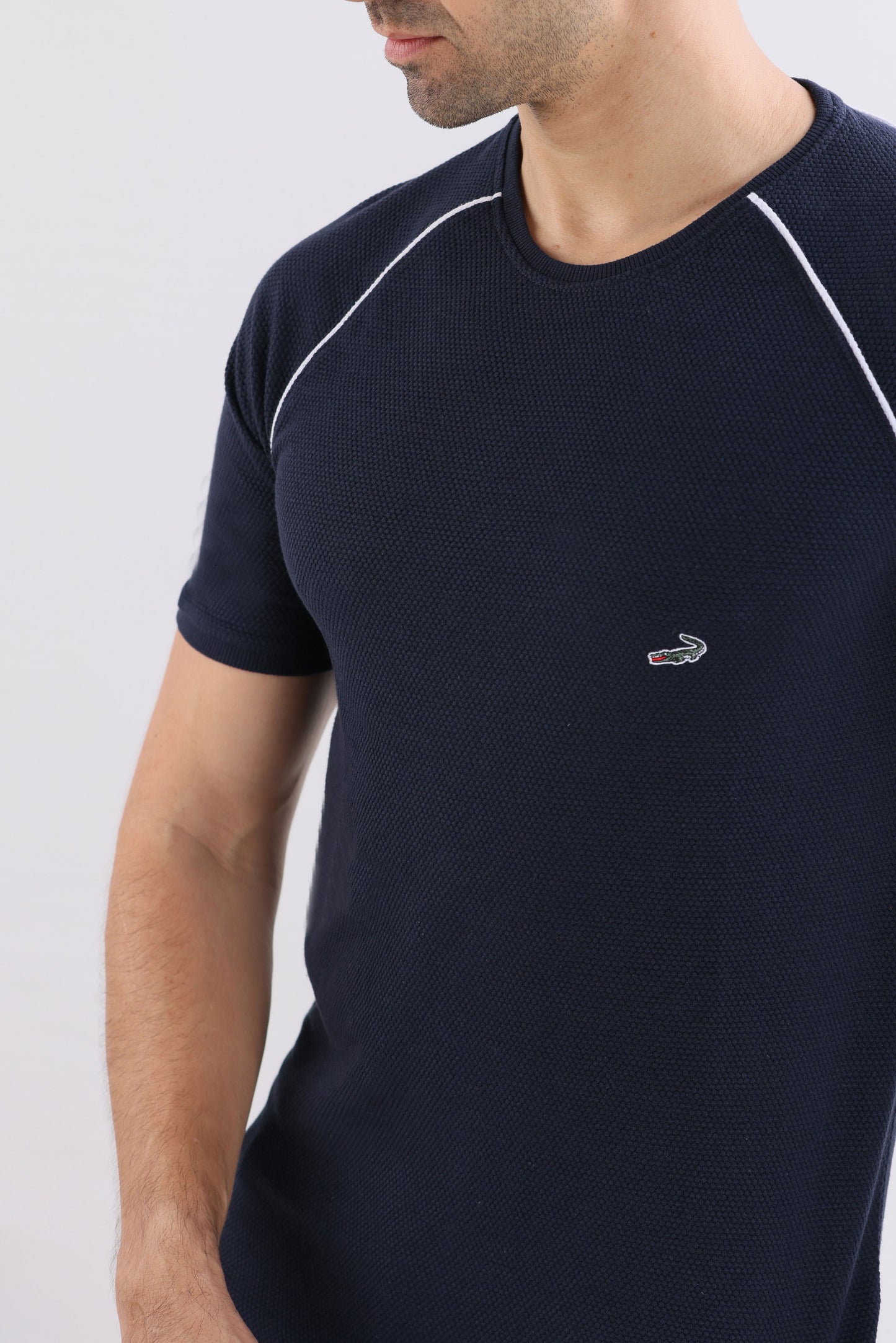 Crocodile Slim Fit Crew Neck Raglan Navy