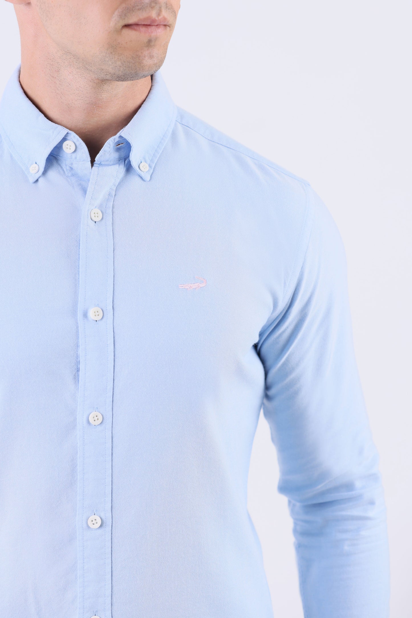 Crocodile Men Casual Dobby Slim Fit Shirt - Cashmere Blue