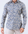 Crocodile Men Evening Printed Slim Fit Shirt - Dark Denim