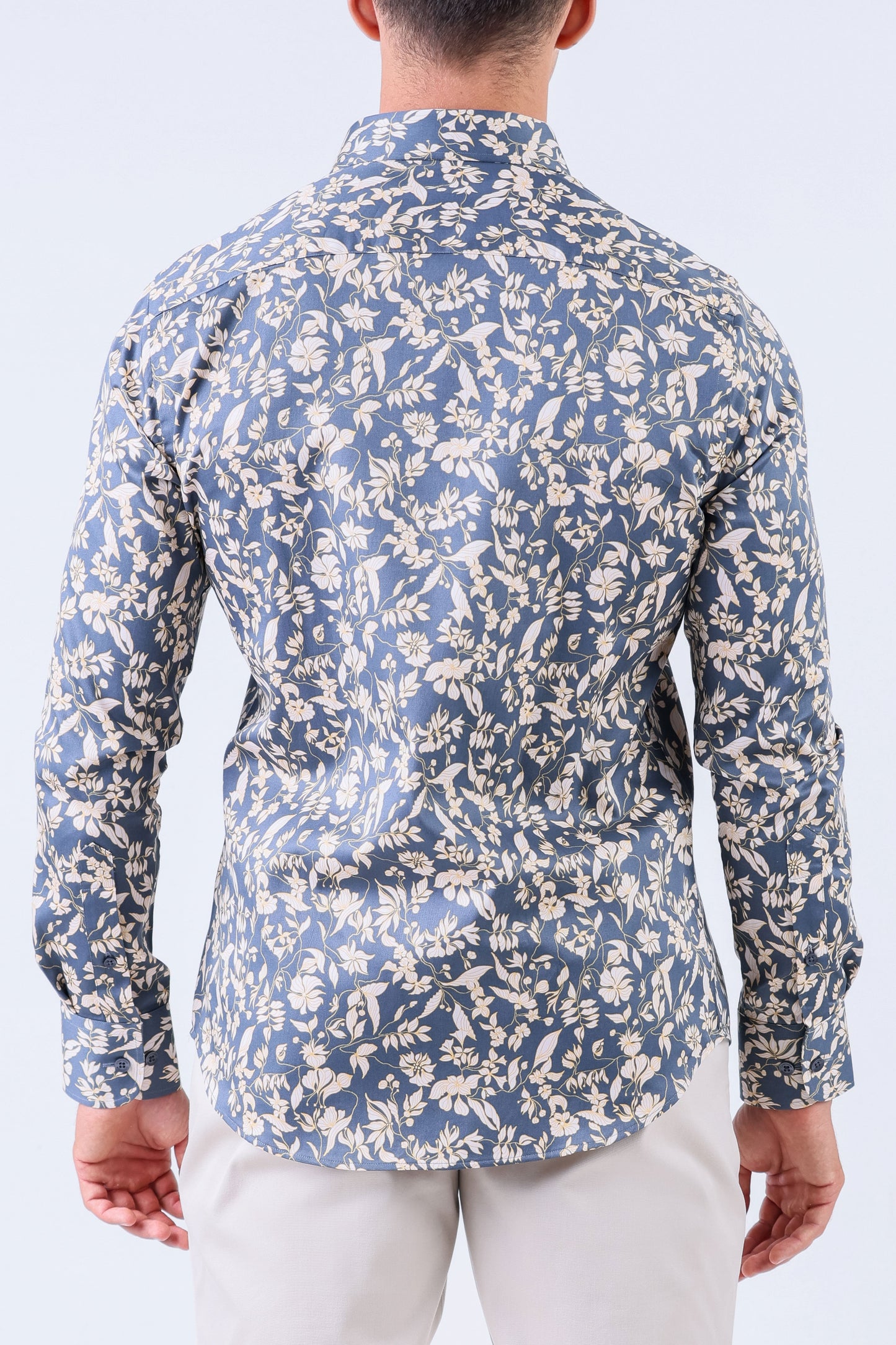 Crocodile Men Evening Printed Slim Fit Shirt - Dark Denim