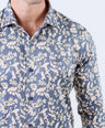 Crocodile Men Evening Printed Slim Fit Shirt - Dark Denim