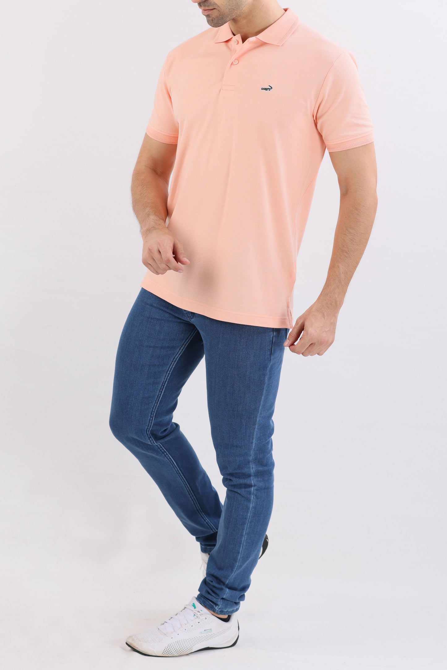 Crocodile Slim Fit Pima Cotton Brown - Cream Tan