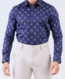 Crocodile Men Evening Printed Slim Fit Shirt - Navy