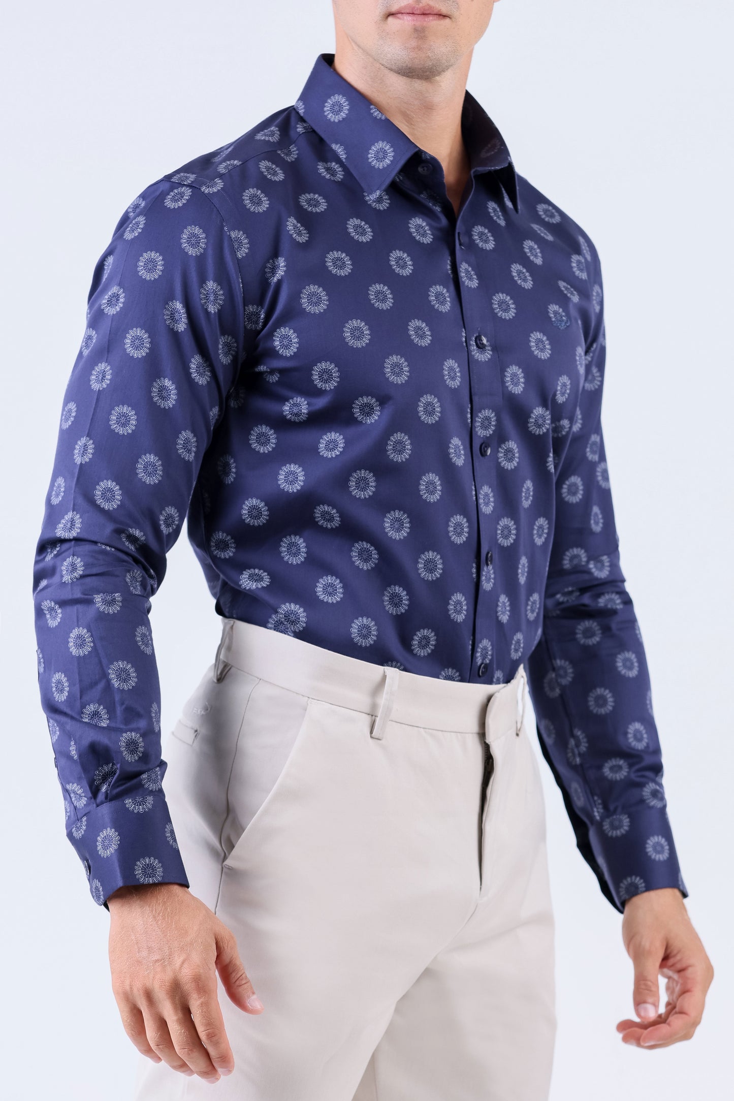 Crocodile Men Evening Printed Slim Fit Shirt - Navy