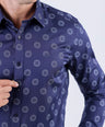 Crocodile Men Evening Printed Slim Fit Shirt - Navy