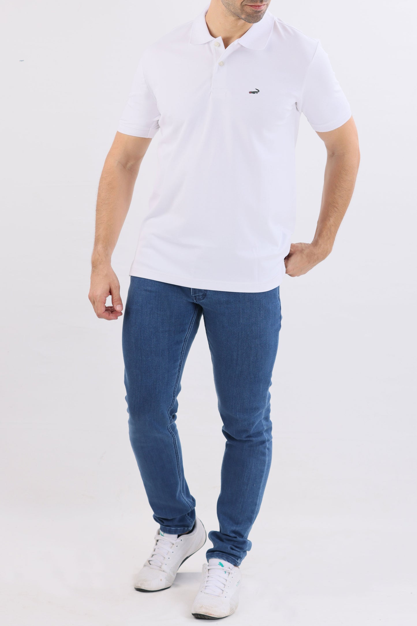 Crocodile Regular Fit Hs Polo T Shirt Snow White