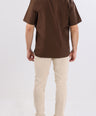Crocodile Mens Semi Casual Leisure Fit Hs Shirt Brown - Cappuccino