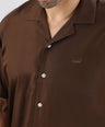 Crocodile Mens Semi Casual Leisure Fit Hs Shirt Brown - Cappuccino