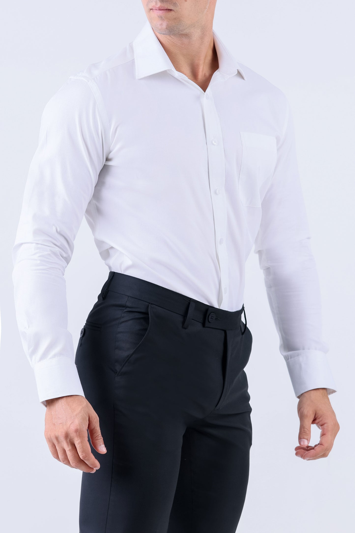 Crocodile Men Superior Formal Slim Fit Shirt - Egret