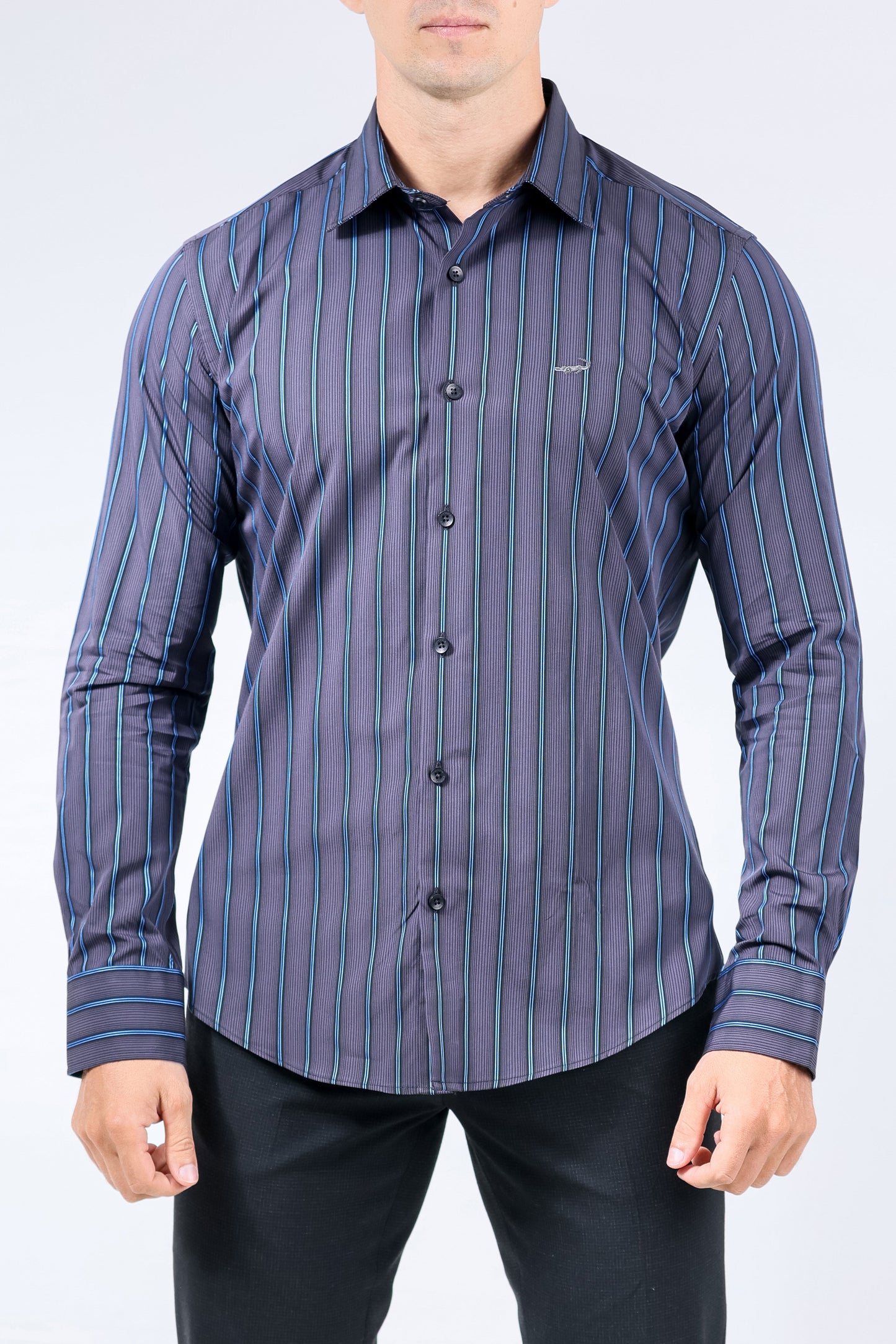 Crocodile Men Evening Slim Fit Shirt - Brown Port